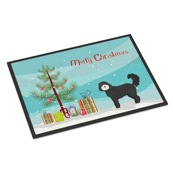 Carolines Treasures 18 x 27 in. Black Cockapoo Christmas Tree Indoor or Outdoor Mat CK3823MAT - main